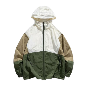 <b>Men's</b> Color Blocking Windbreaker <b>Racer</b> <b>Jacket</b> Hooded Zipper Closure Casual Loose Fit Polyester Shell Spring Wear - Product Image 4
