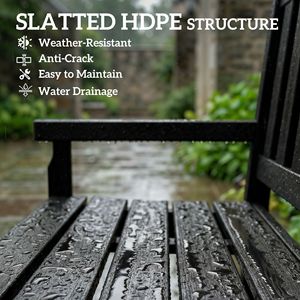 ม้านั่งสวนสีดำสำหรับ 2 คน รับน้ำหนักได้ 530 ปอนด์ ทำจาก HDPE พร้อมที่นั่งโค้ง โครงอะลูมิเนียมหล่อ เหมาะสำหรับสวนหลังบ้าน สวนสาธารณะ ระเบียง และสนามหญ้า - Product Image 5