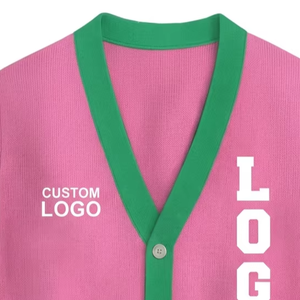 Knitted V-neck <b>Cardigan</b> Sweater Embroidery Decoration Unisex Winter Design Wool/Acrylic Material Anti-Pilling - Product Image 2