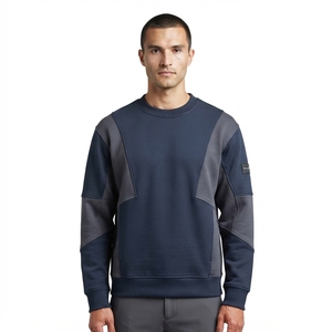 Sudadera de cuello redondo con bloques de color para hombre, estilo casual urbano, jersey de manga larga de forro polar, venta al por mayor personalizada - Product Image 1