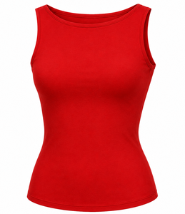 OEM Private Label Women's <b>Red</b> Sleeveless Tank Top, Premium Spandex/Cotton Knit Fabric, Lightweight Breathable Quick-Dry - Product Image 5