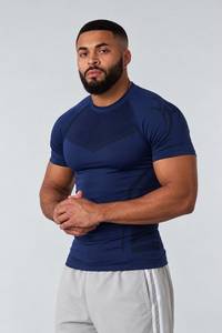 T-shirt de sport décontracté Yunla pour homme en polyester/spandex écologique, style compression, noir bordeaux, sans impression - Product Image 1