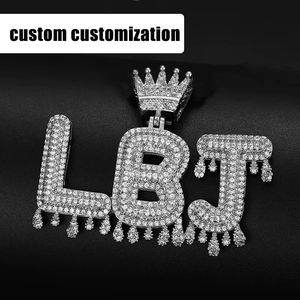 Pendentif Hip Hop personnalisé avec nom en lettres, en argent sterling 925, serti de diamants en moissanite véritable, pour hommes et femmes - Product Image 5