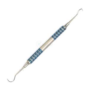 เครื่องขูดหินปูนแบบมือจับสีน้ำเงิน ทำจากสแตนเลสสตีล ปลายสองด้าน สำหรับขูดคราบหินปูน เครื่องมือสุขอนามัยช่องปากระดับมืออาชีพ - Product Image 3