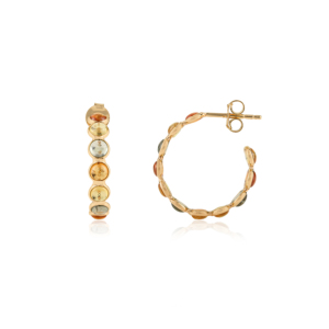 Los Más Hermosos Pendientes de Aro en Forma de C de Oro Amarillo Sólido K18 con Múltiples Zafiros Arcoíris para Niñas, Productos al por Mayor, Proveedor de Joyería Fina - Product Image 3