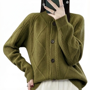 Cardigan Classique Femme Personnalisé en Gros à Manches Longues Anti-Plis Formel en Maille pour l'Hiver avec Doublure en Laine - Product Image 5