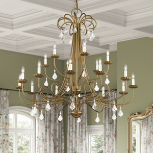 Un exquisito candelabro antiguo de bronce diseñado con brazos decorados con motivos curvilíneos y cuentas de cristal transparente, disponible a precios de mayorista. - Product Image 4