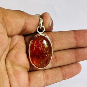 Pendentif ovale style ambre fait main en argent sterling 925 plaqué or, collier vintage bohème pour femme par NIKHIL GEMS - Product Image 4