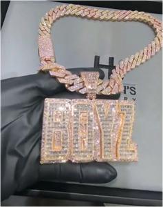 Cadena con Nombre Personalizada de Moissanita VVS, Estilo Hip Hop, con Diamantes Baguette, Colgante con Inicial en 3D, Plata de Ley 925, Unisex - Product Image 6