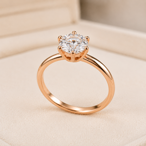 Dernière conception de bague de fiançailles de luxe plaquée or avec diamant de laboratoire taille brillant rond pour femme, certifiée IGI - Product Image 2