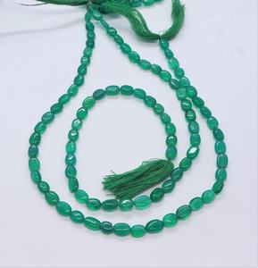 ลูกปัดหินออนิกซ์สีเขียวทรงรีเรียบขนาด 5x7 มม. ลูกปัดพลอยออนิกซ์สีเขียว 13 นิ้ว ลูกปัดหินออนิกซ์สีเขียวธรรมชาติทรงรีสำหรับทำเครื่องประดับ - Product Image 2