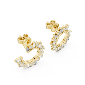 Pendientes de Aro con Moissanita en Tono Dorado, Plata de Ley 925, Diseño Geométrico, Tipo Clip, para Fiestas - Product Image 4