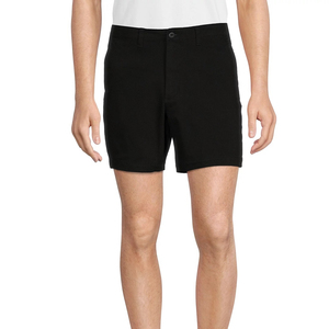 Pantalones Cortos para Hombre 2026, Color Negro Sólido, Estilo Bermuda, Cintura Media, Cierre de Botones, Tela Oxford Informal, Transpirable, de Algodón Tejido - Product Image 1
