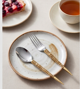 Modern Flatware Set With Beaded <b>Gold</b> Handles <b>Mirror</b> Polish Cutlery For Wedding Dining <b>Table</b> Use And Home Kitchen Use - Product Image 3
