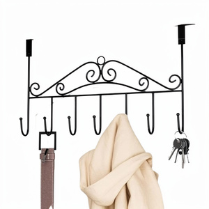Colgador de 7 ganchos de metal negro para puerta, decorativo, para ropa, para sala de estar y cocina - Product Image 1