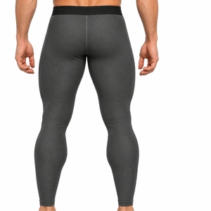 Leggings extensibles ajustés pour hommes, pour l'entraînement physique, matériau extensible lisse, conception pour mouvements flexibles, ceinture confortable, longueur complète - Product Image 2