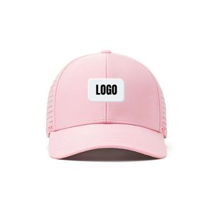 Casquette de golf respirante OEM avec trous découpés au laser, fermeture arrière réglable, logo personnalisé, bande intérieure rose, casquette de sport d'été pour femmes - Product Image 2