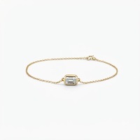 Bracelet chaîne minimaliste en diamant de laboratoire taille émeraude, serti clos, certifié IGI, couleur DEF, clarté VS VVS, en or 10K 14K 18K, vente en gros