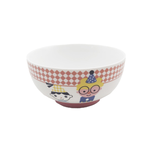 Vente en gros de bols en céramique pour enfants personnalisés avec un motif de chef de cuisine mignon et un bord à carreaux rouges - Product Image 1