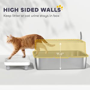Lettiera per Gatti Extra Large in Acciaio Inossidabile con Paletta e Tappetino, Superficie Antiaderente, Facile da Pulire per Animali Domestici - Product Image 5