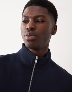 Sweat-shirt à col zippé 1/4 en coton pour homme, molleton uni 400 g/m², lourd, personnalisable, vierge - Product Image 4