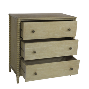 Bobby Collection Tocador moderno de madera con 3 cajones Acabado natural Muebles de dormitorio - Product Image 4