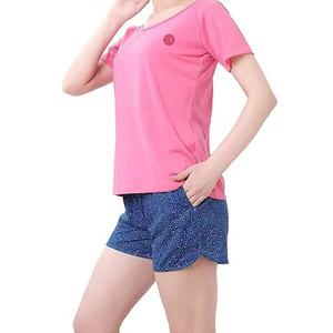Conjunto de camiseta y pantalones cortos de verano para mujer, servicio OEM, 100% algodón, conjunto de camiseta y pantalones cortos para mujer - Product Image 3