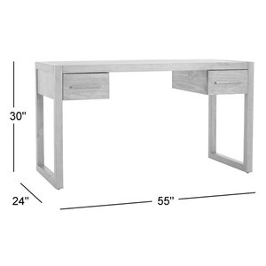 Solid <b>Wood</b> Writing <b>Desk</b> <b>with</b> Two <b>Drawers</b> Modern Wooden Office <b>Desk</b> Minimalist Study Table for Home Office Furniture - Product Image 4
