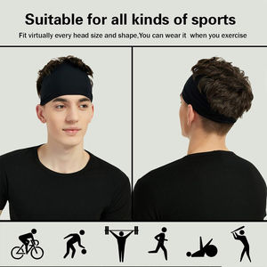 Black Simple Non-Slip Sweatband Headband 4.5cm Wide Breathable Elastic Yoga Tennis All Seasons Universal Fit Solid Color Knitted - Product Image 3
