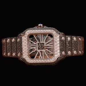 Reloj de Diseño con Esfera Cuadrada y Diamantes Moissanite, Completamente Cubierto de Diamantes, Reloj de Acero Inoxidable para Hombre y Mujer, Ideal para Fiestas - Product Image 1