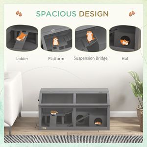 Cage pour rats avec toit ouvrant, maisonnette pour hamsters avec pont suspendu et échelles, cage pour petits animaux pour gerbilles - Product Image 3