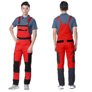 Combinaison de travail orange pour hommes, en coton, résistante à l'abrasion, avec bretelles réglables, combinaison de travail robuste - Product Image 5