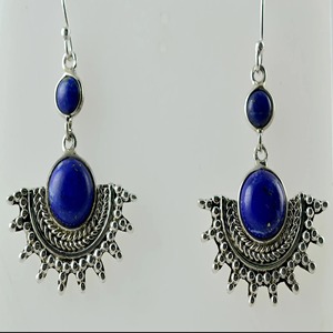 Pendientes de Lapislázuli en Plata de Ley 925, Hechos a Mano, Pendientes de Promesa para Mujer, Estilo Boho, Joyería con Piedra de Nacimiento de Septiembre - Product Image 3
