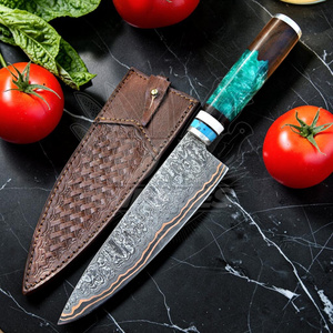 Cuchillo de Chef de Acero Damasco de Cobre de Lujo, Forjado a Mano, Cuchillo de Cocina Afilado como una Navaja, Cuchillo de Chef Profesional, Proveedor OEM ODM - Product Image 1