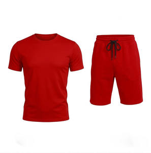 Ensemble de sport d'été 2 pièces pour homme, personnalisé avec logo, respirant, séchage rapide, écologique, tricoté 100 % coton, grande taille - Product Image 5