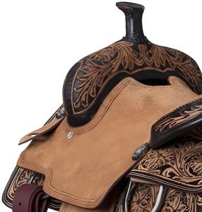 Customized Western Saddle with Wood & Plastic <b>Tree</b> and Brass Hardware-Roughout-100% Genuine Leather - Product Image 4