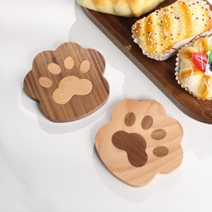 Juego de Posavasos de Madera con Forma de Huella de Pata, Posavasos Personalizados para Mascotas, Posavasos con Forma de Animal, Posavasos de Madera Natural para Café, Decoración del Hogar - Product Image 4