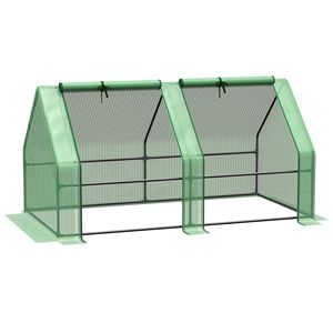 Mini serra portatile 6 'X 3' X 3 'piccola serra da giardino con grandi porte a cerniera e copertura resistente all'acqua UV/PE verde - Product Image 1