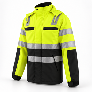 Veste de travail haute visibilité réfléchissante pour homme, imperméable, coupe-vent, avec capuche, uniforme industriel et extérieur - Product Image 2
