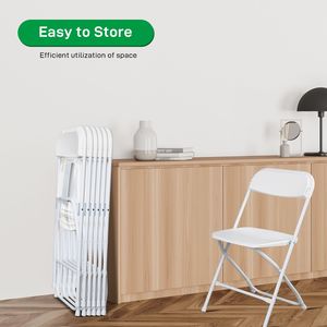Set di 10 Sedie Pieghevoli Classiche da Giardino in Plastica Stampata a Iniezione, Colore Bianco - Product Image 6