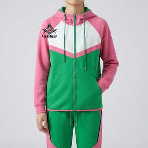 Conjunto Deportivo Informal Sólido de Alta Calidad para Mujer, Marca HMR, Diseño Personalizado de la Sociedad Alpha Kappa, con Capucha - Product Image 5