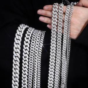 Premium Fine <b>Mens</b> Silver Material Custom Link <b>Chain</b> Necklace Silver Plated Round Cut Moissanite Hiphop Style Jewelry Accessories - Product Image 6