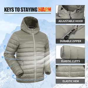 <b>Men's</b> Lightweight Packable Puffer Jacket Waterproof Winter Hood Jacket Custom Packable Quilted Puffer Jacket With Storage <b>Pouch</b> - Product Image 5
