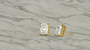 Minimalist 18K Gold <b>Stud</b> <b>Earrings</b> Radiant Cut Diamond Solitaire Ear <b>Studs</b> <b>Earrings</b> Fine Jewelry for Women Everyday Wear - Product Image 2