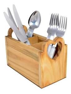 Portacubiertos de madera sostenible hecho de madera natural para una organización de cocina sin plástico - Product Image 3