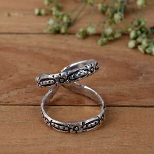 SHYAM JEWELRS Luxury <b>Adjustable</b> 925 <b>Silver</b> Flower Patterned Splint <b>Ring</b> for Hypermobility & Knuckle Support - Product Image 2