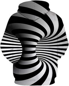 Sweat à capuche pour homme à imprimé géométrique noir et blanc, tricoté par sublimation, décontracté, coupe classique, 100 % polyester, sweat à capuche par sublimation - Product Image 4