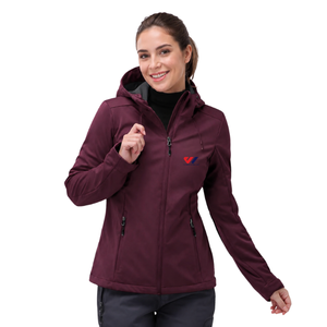 Plus Size Women Softshell Jacket Hooded Zip Up Outdoor Workwear Coat <b>Winter</b> Outerwear OEM ODM Wholesale Bulk Fleece Lined Warm - Product Image 3