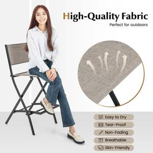 Set di 4 mobili da giardino pieghevoli per esterni-sgabello altezza Bar con struttura in metallo e poggiapiedi - Product Image 2