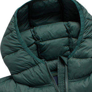 Veste matelassée à capuche verte pour femme, coupe slim, coupe-vent, en polyester, couleur unie, fermeture éclair, pour l'hiver - Product Image 5
